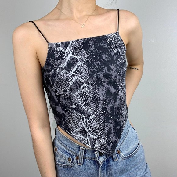 Vintage Tops - Vintage 90s y2k snakeskin backless crop top